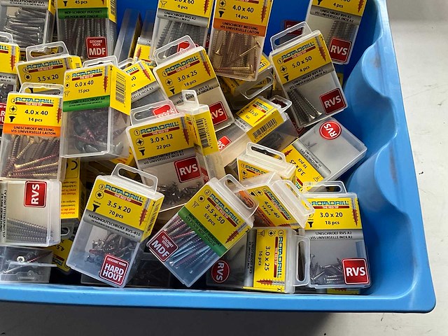 Rotadrill diverse schroeven rvs, messing en verzinkt (100x) - afbeelding 4 van  6