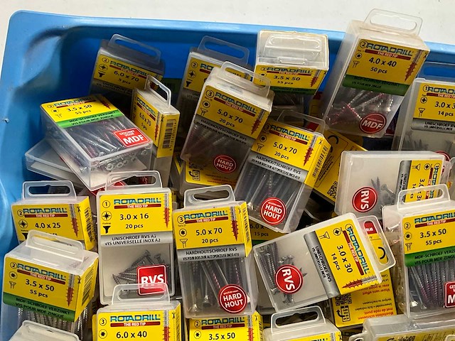 Rotadrill diverse schroeven rvs, messing en verzinkt (100x) - afbeelding 2 van  6