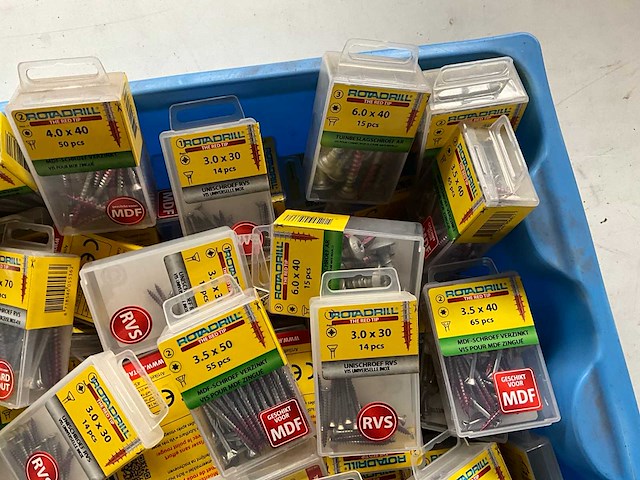 Rotadrill diverse schroeven rvs, messing en verzinkt (100x) - afbeelding 3 van  6