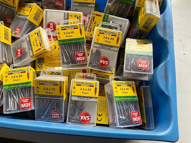 Rotadrill diverse schroeven rvs, messing en verzinkt (100x) - afbeelding 4 van  6