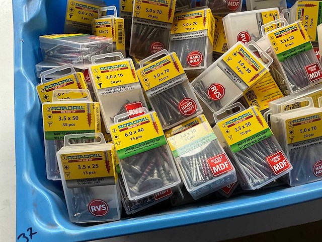 Rotadrill diverse schroeven rvs, messing en verzinkt (100x) - afbeelding 5 van  6