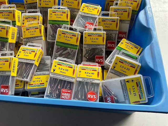 Rotadrill diverse schroeven rvs, messing en verzinkt (100x) - afbeelding 4 van  6