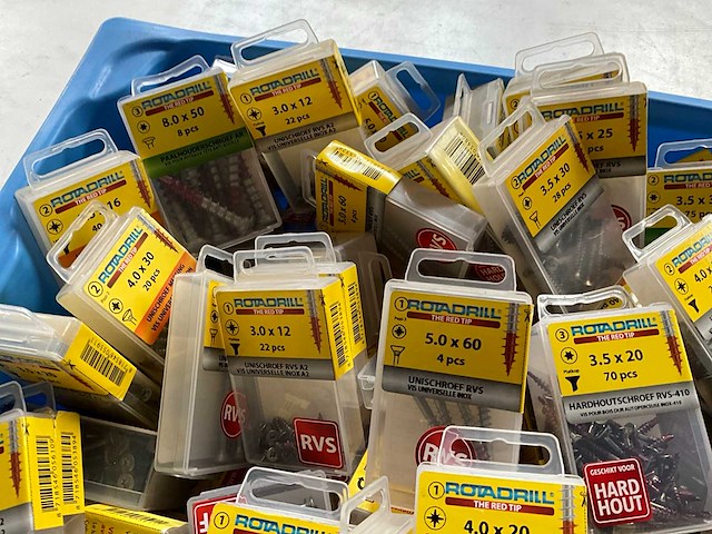 Rotadrill diverse schroeven rvs, messing en verzinkt (100x) - afbeelding 2 van  6