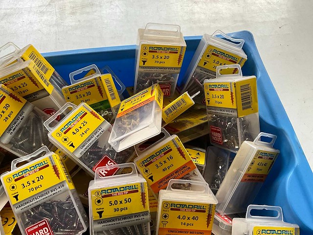 Rotadrill diverse schroeven rvs, messing en verzinkt (100x) - afbeelding 3 van  6