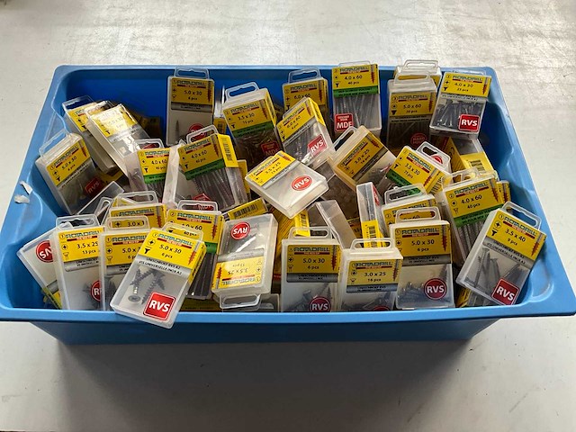 Rotadrill diverse schroeven rvs, messing en verzinkt (100x) - afbeelding 1 van  6