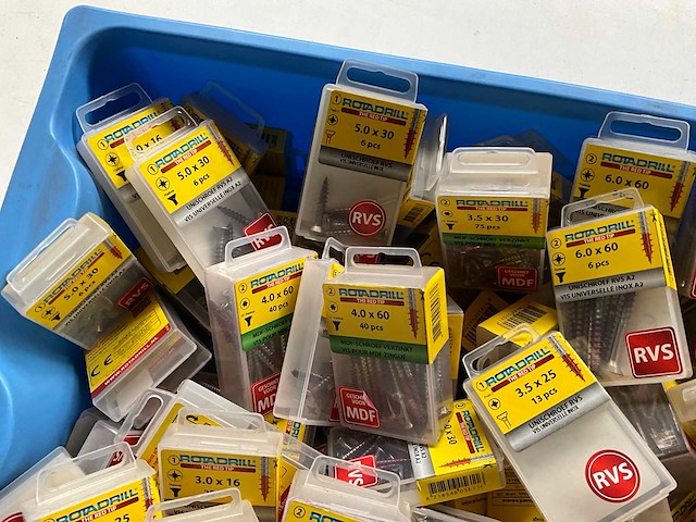 Rotadrill diverse schroeven rvs, messing en verzinkt (100x) - afbeelding 2 van  6