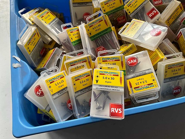 Rotadrill diverse schroeven rvs, messing en verzinkt (100x) - afbeelding 5 van  6