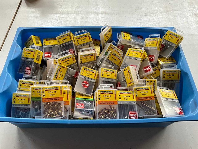 Rotadrill diverse schroeven rvs, messing en verzinkt (100x) - afbeelding 1 van  6