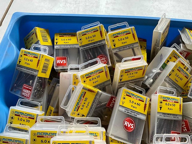 Rotadrill diverse schroeven rvs, messing en verzinkt (100x) - afbeelding 2 van  6