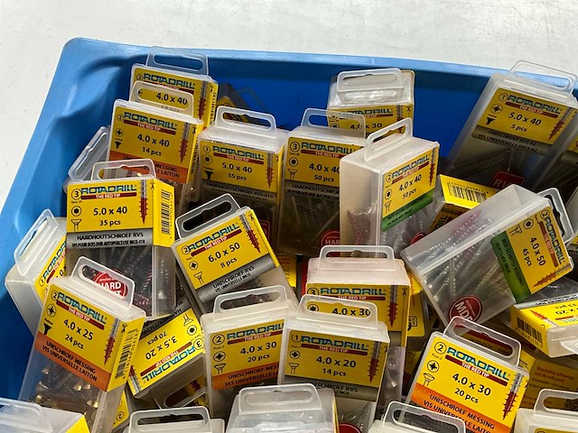 Rotadrill diverse schroeven rvs, messing en verzinkt (100x) - afbeelding 2 van  6