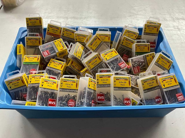 Rotadrill diverse schroeven rvs, messing en verzinkt (100x) - afbeelding 1 van  6