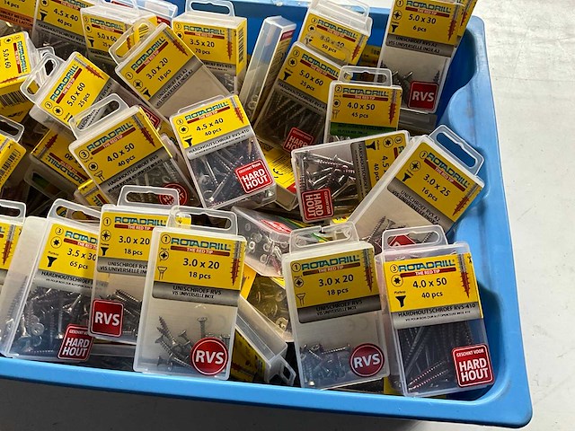 Rotadrill diverse schroeven rvs, messing en verzinkt (100x) - afbeelding 4 van  6