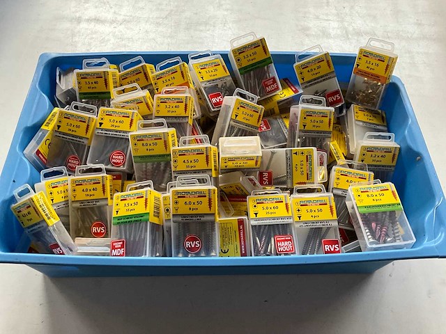 Rotadrill diverse schroeven rvs, messing en verzinkt (100x) - afbeelding 1 van  6