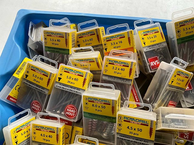 Rotadrill diverse schroeven rvs, messing en verzinkt (100x) - afbeelding 2 van  6