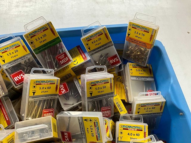 Rotadrill diverse schroeven rvs, messing en verzinkt (100x) - afbeelding 3 van  6