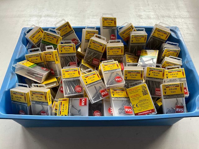 Rotadrill diverse schroeven rvs, messing en verzinkt (100x) - afbeelding 1 van  6