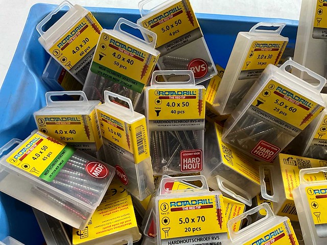 Rotadrill diverse schroeven rvs, messing en verzinkt (100x) - afbeelding 2 van  6