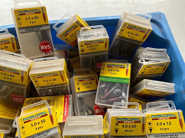 Rotadrill diverse schroeven rvs, messing en verzinkt (100x) - afbeelding 3 van  6