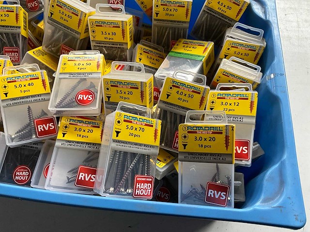 Rotadrill diverse schroeven rvs, messing en verzinkt (100x) - afbeelding 4 van  6