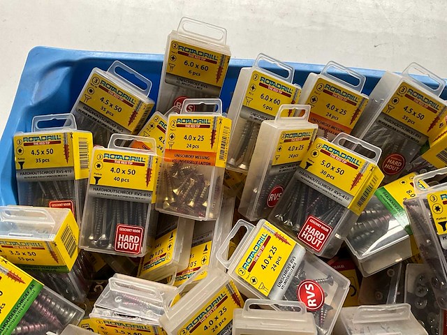 Rotadrill diverse schroeven rvs, messing en verzinkt (100x) - afbeelding 2 van  6