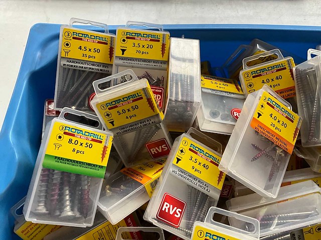 Rotadrill diverse schroeven rvs, messing en verzinkt (100x) - afbeelding 2 van  6