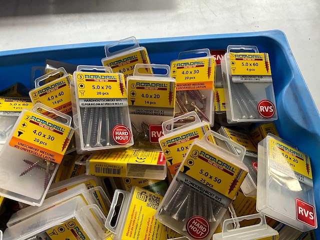 Rotadrill diverse schroeven rvs, messing en verzinkt (100x) - afbeelding 3 van  6