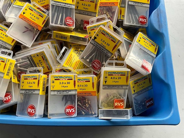 Rotadrill diverse schroeven rvs, messing en verzinkt (100x) - afbeelding 4 van  6