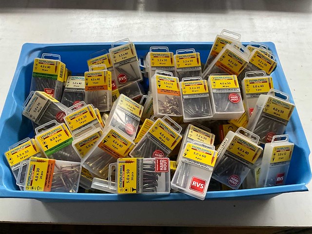 Rotadrill diverse schroeven rvs, messing en verzinkt (100x) - afbeelding 1 van  6