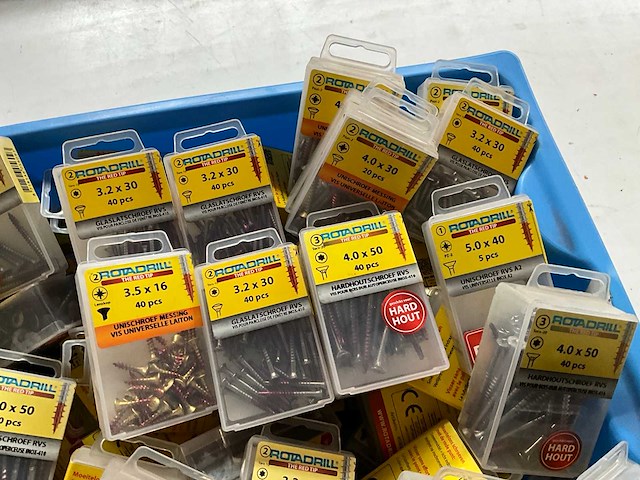 Rotadrill diverse schroeven rvs, messing en verzinkt (100x) - afbeelding 3 van  6