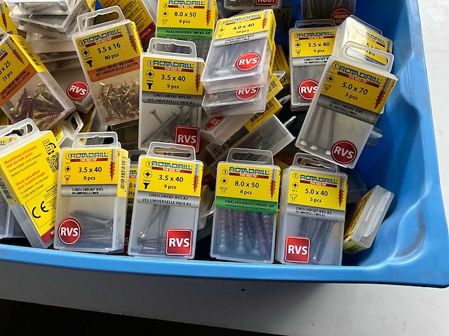 Rotadrill diverse schroeven rvs, messing en verzinkt (100x) - afbeelding 4 van  6