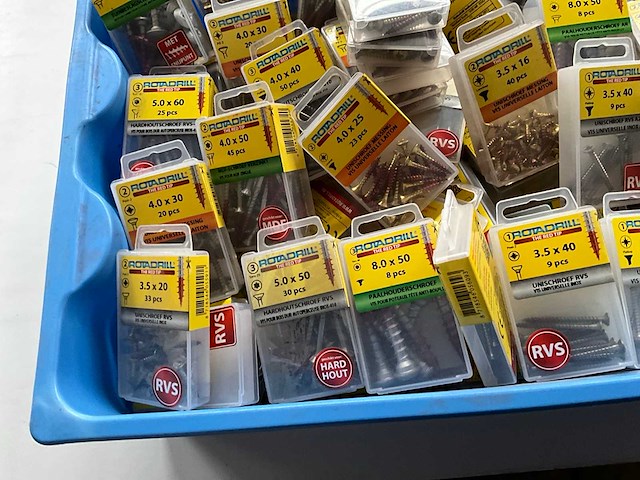 Rotadrill diverse schroeven rvs, messing en verzinkt (100x) - afbeelding 5 van  6