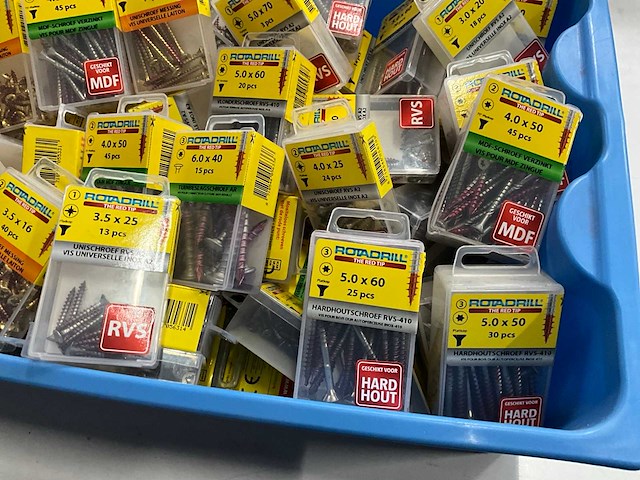 Rotadrill diverse schroeven rvs, messing en verzinkt (100x) - afbeelding 4 van  6