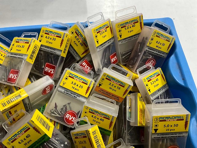 Rotadrill diverse schroeven rvs, messing en verzinkt (100x) - afbeelding 3 van  6