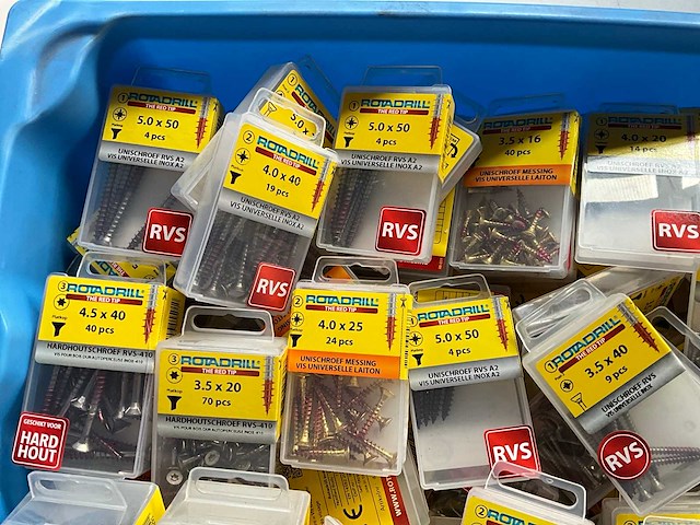 Rotadrill diverse schroeven rvs, messing en verzinkt (100x) - afbeelding 2 van  6