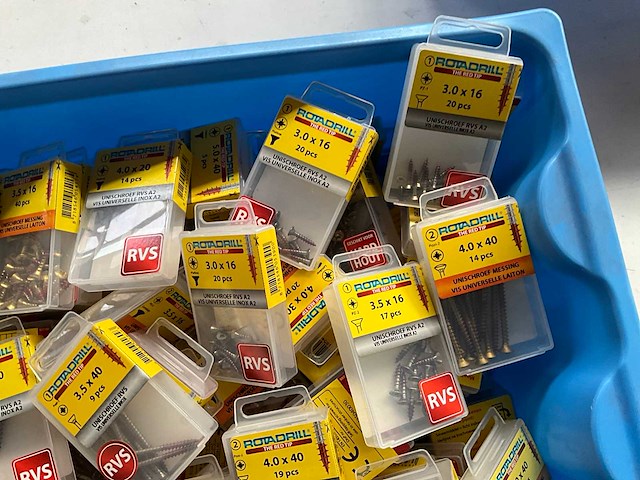 Rotadrill diverse schroeven rvs, messing en verzinkt (100x) - afbeelding 3 van  6