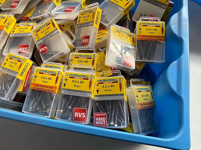 Rotadrill diverse schroeven rvs, messing en verzinkt (100x) - afbeelding 4 van  6
