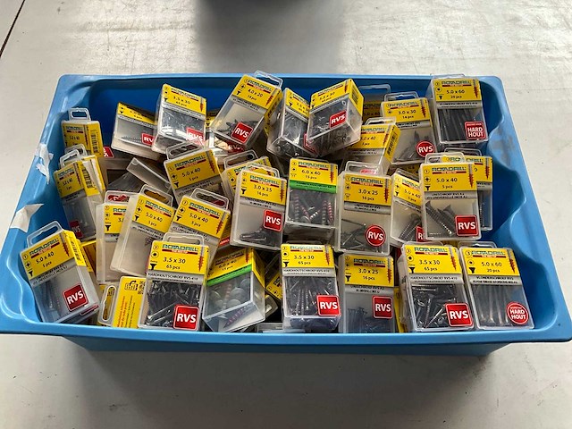 Rotadrill diverse schroeven rvs, messing en verzinkt (100x) - afbeelding 1 van  6