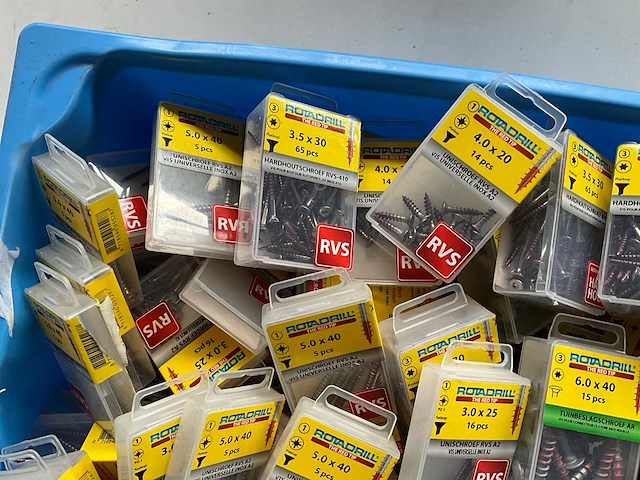Rotadrill diverse schroeven rvs, messing en verzinkt (100x) - afbeelding 2 van  6