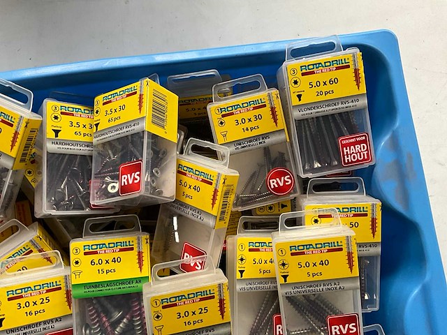 Rotadrill diverse schroeven rvs, messing en verzinkt (100x) - afbeelding 3 van  6