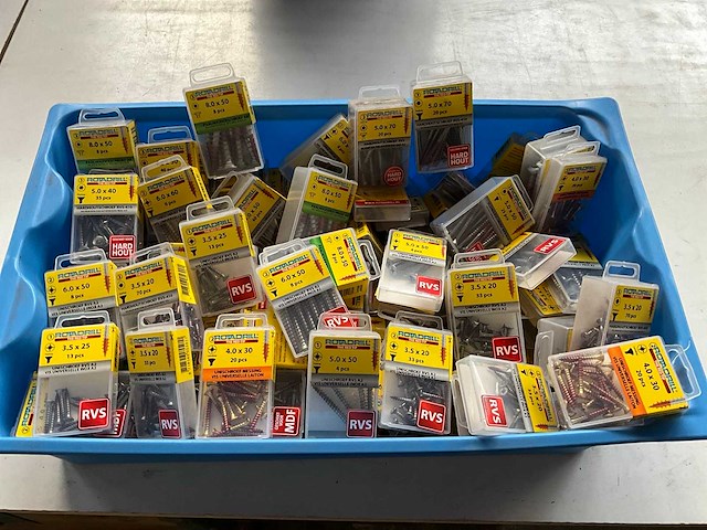 Rotadrill diverse schroeven rvs, messing en verzinkt (100x) - afbeelding 1 van  6