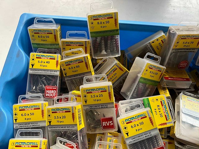 Rotadrill diverse schroeven rvs, messing en verzinkt (100x) - afbeelding 2 van  6
