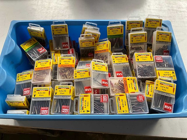 Rotadrill diverse schroeven rvs, messing en verzinkt (100x) - afbeelding 1 van  6