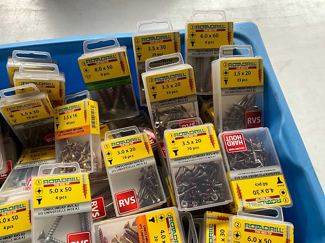 Rotadrill diverse schroeven rvs, messing en verzinkt (100x) - afbeelding 3 van  6