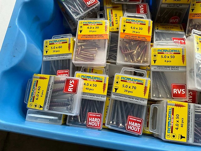 Rotadrill diverse schroeven rvs, messing en verzinkt (100x) - afbeelding 5 van  6