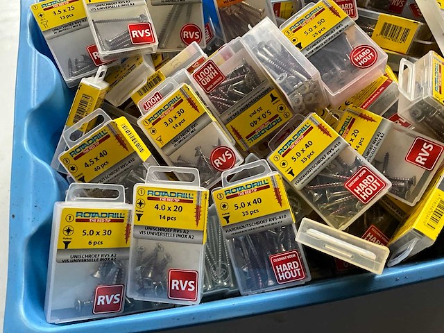Rotadrill diverse schroeven rvs, messing en verzinkt (100x) - afbeelding 5 van  6