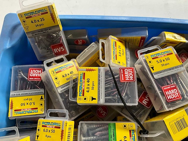 Rotadrill diverse schroeven rvs, verzinkt en messing (100x) - afbeelding 2 van  6