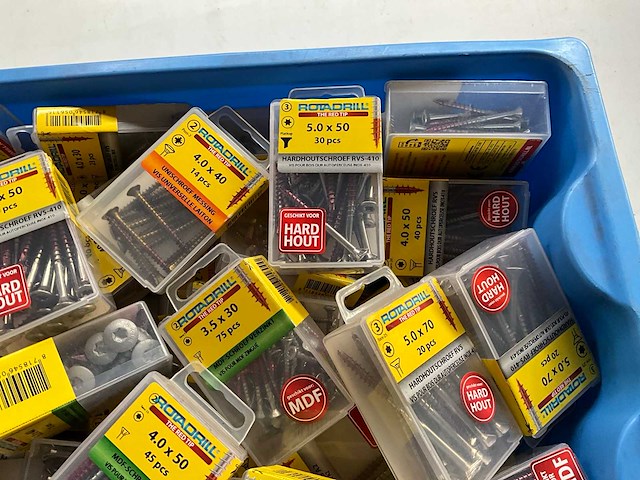 Rotadrill diverse schroeven rvs, verzinkt en messing (100x) - afbeelding 3 van  6