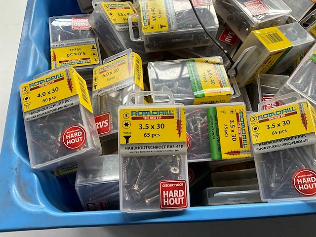 Rotadrill diverse schroeven rvs, verzinkt en messing (100x) - afbeelding 5 van  6