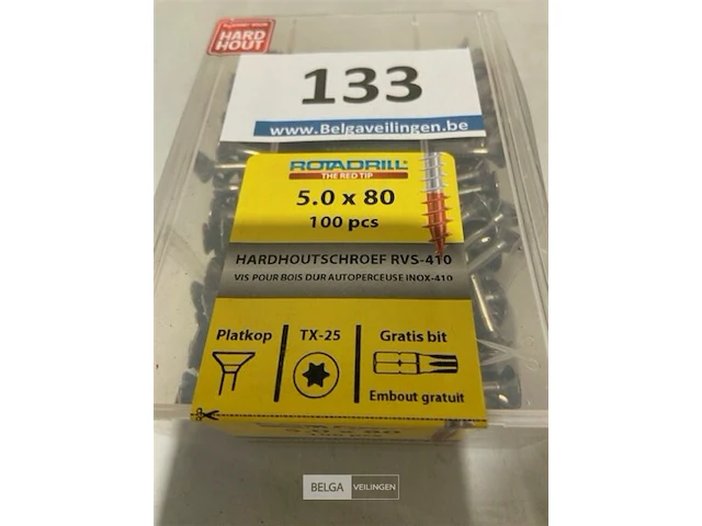 Rotadrill vlonderschroef rvs 5 x 80 torx - afbeelding 1 van  3