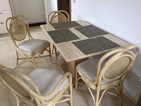 Rotan eetkamertafel + stoelen - afbeelding 2 van  4